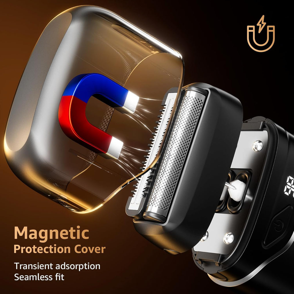 Electric Foil Shavers for Men: Mini Electric Razor for Face - IPX7 Waterproof Cordless Razor with LED Display & Fast Charge - Micro-Comb Technology & Precision Blades