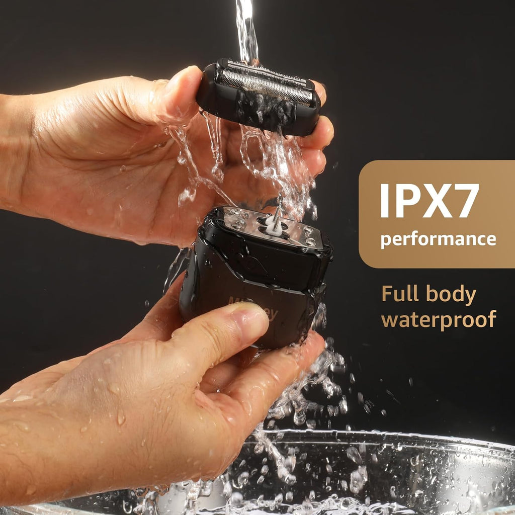 Electric Foil Shavers for Men: Mini Electric Razor for Face - IPX7 Waterproof Cordless Razor with LED Display & Fast Charge - Micro-Comb Technology & Precision Blades